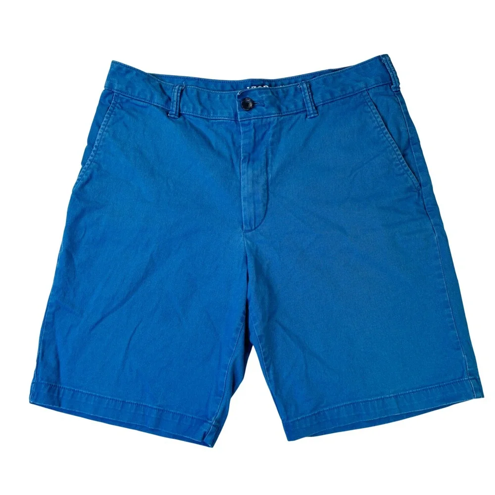 IZOD Saltwater Stretch Mens Chino Shorts Blue Size 32/9.5 Inseam Flat Front